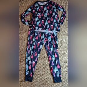 Joyspun Super Soft red pink green Christmas tree Women's 2 piece pajamas Size S